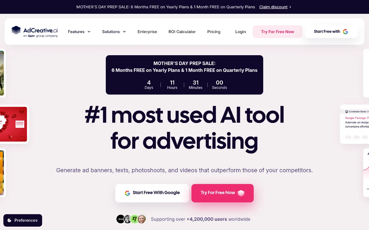 AdCreative AI tool dashboard interface screenshot 1