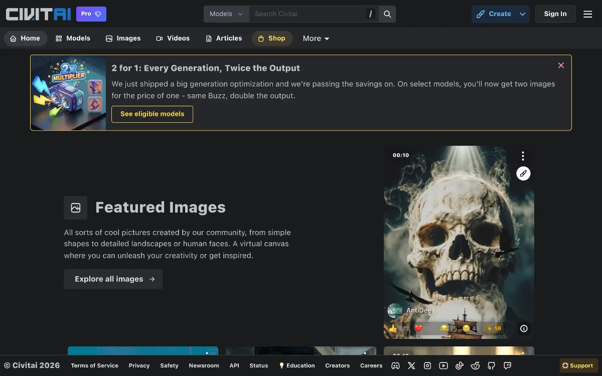Civitai tool dashboard interface screenshot 1