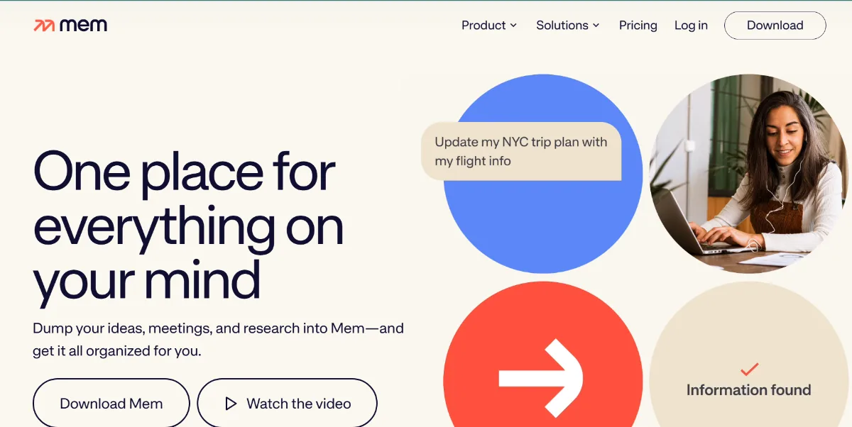 Mem.ai tool dashboard interface screenshot 1
