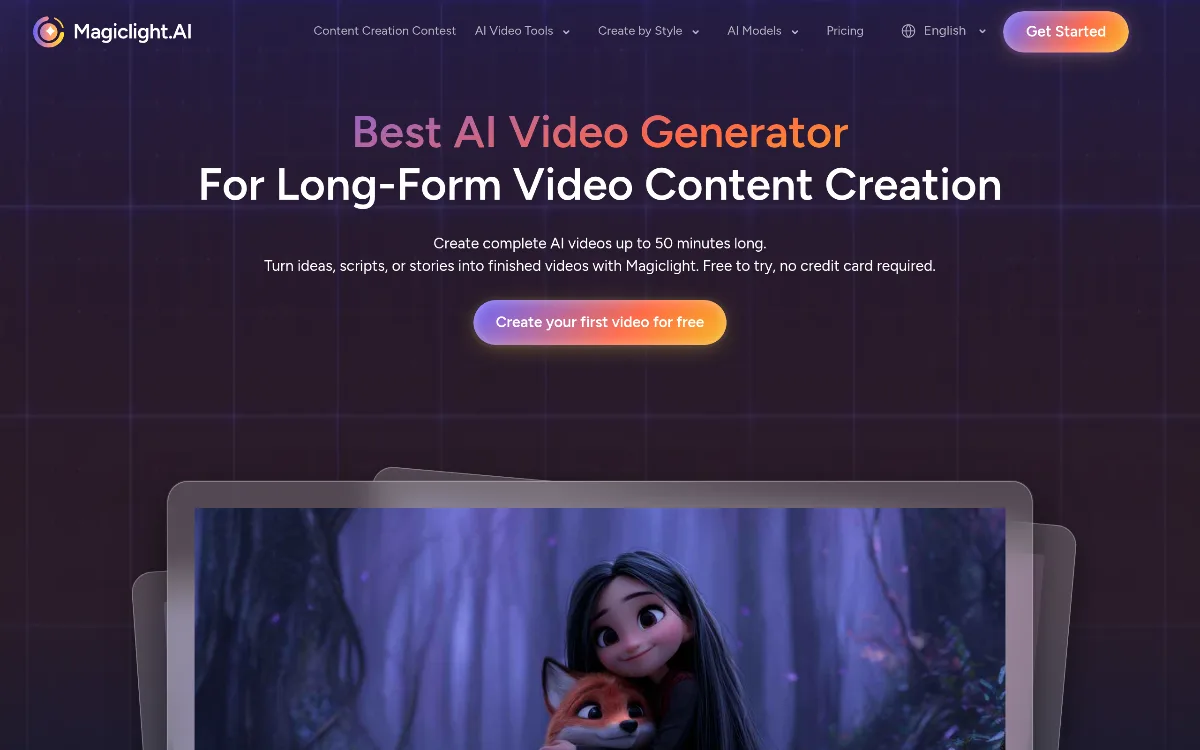 Magic Light AI tool dashboard interface screenshot 1