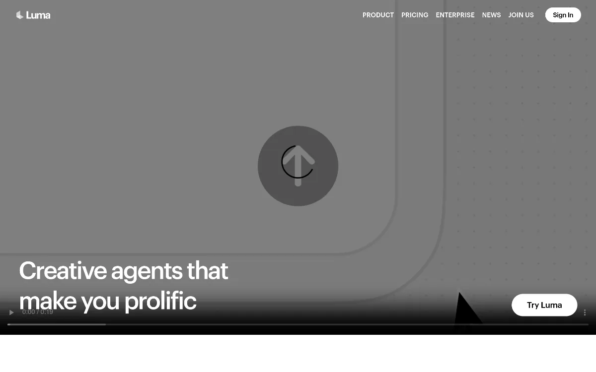 Luma AI tool dashboard interface screenshot 1