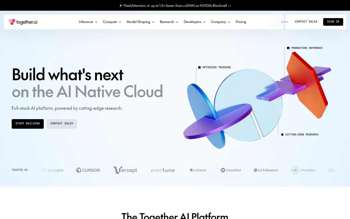 Together AI tool dashboard interface screenshot 1