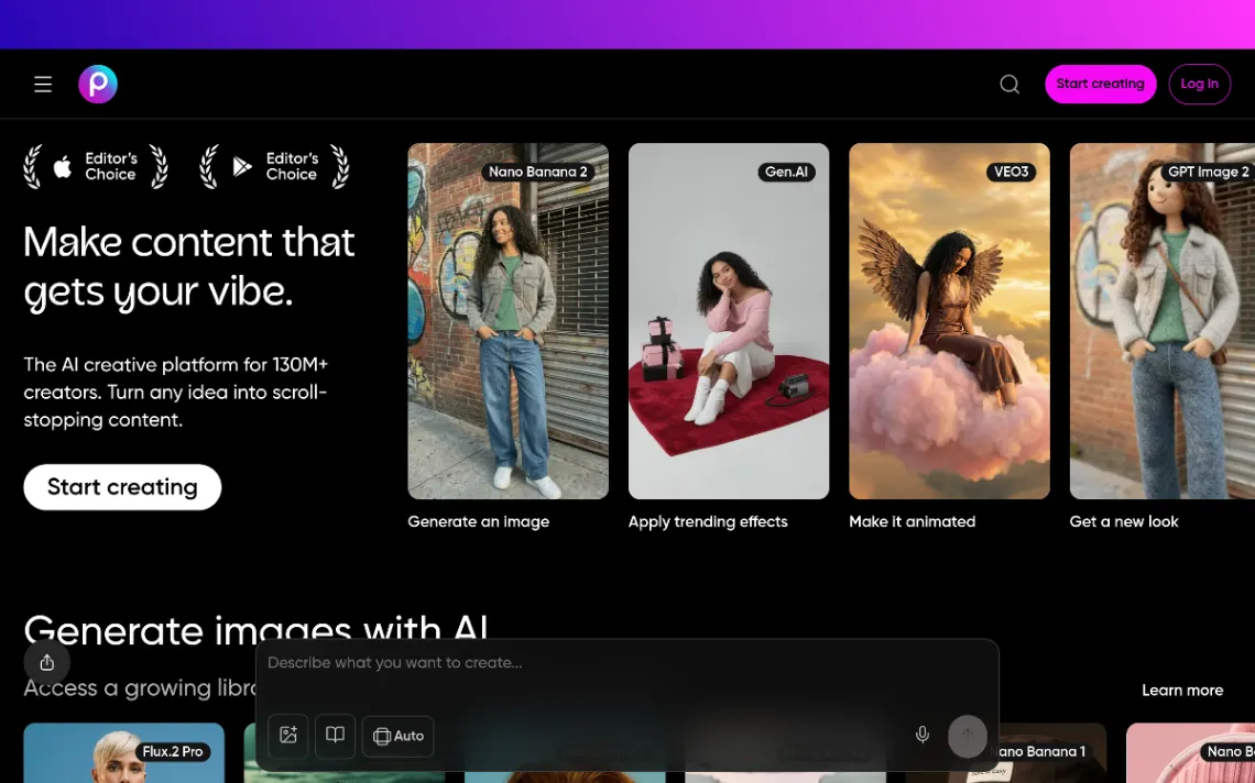 PicsArt tool dashboard interface screenshot 1