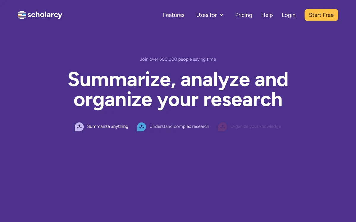 Scholarcy tool dashboard interface screenshot 1