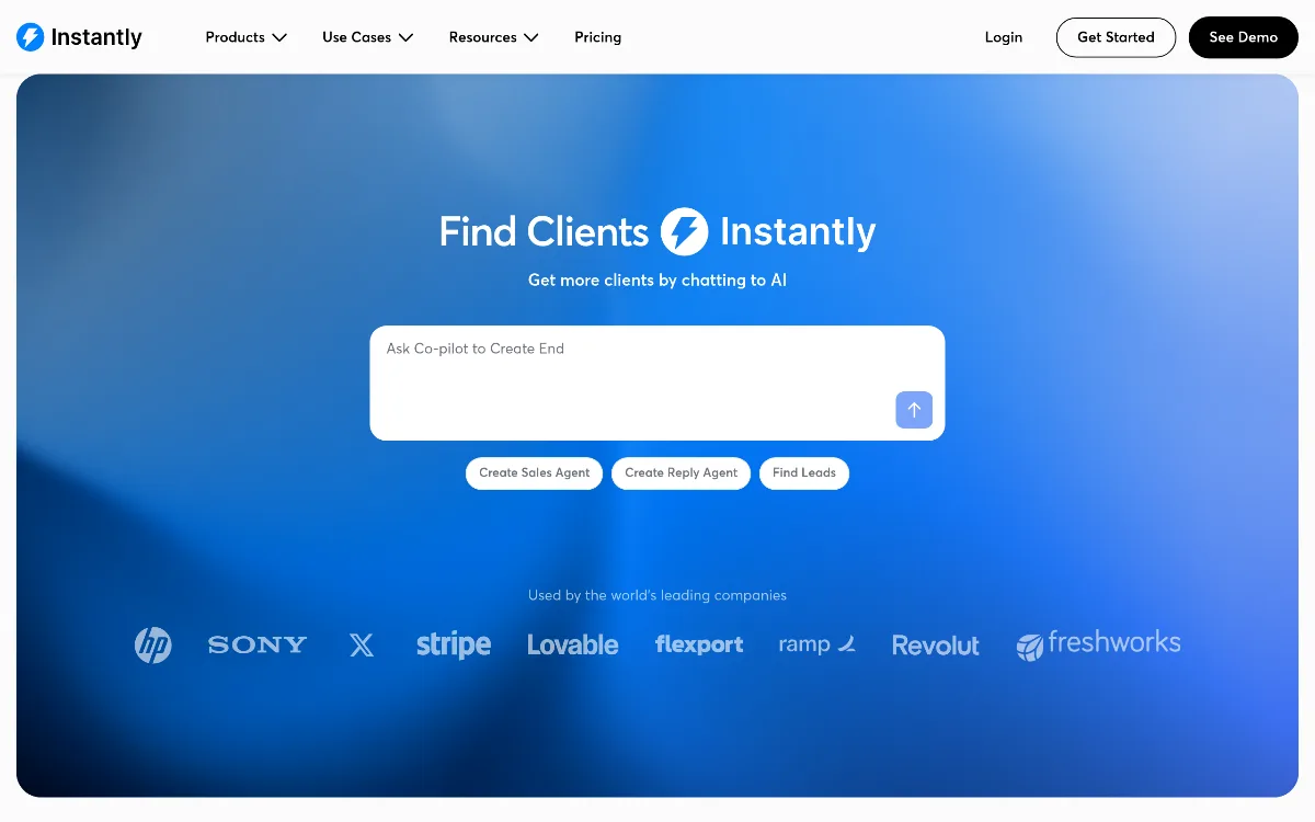 Instantly AI tool dashboard interface screenshot 1