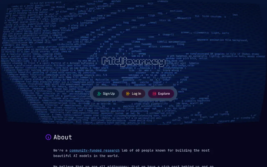 Midjourney tool dashboard interface screenshot 1