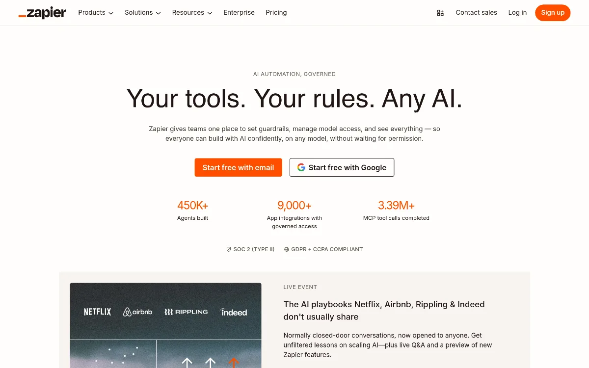 Zapier AI tool dashboard interface screenshot 1
