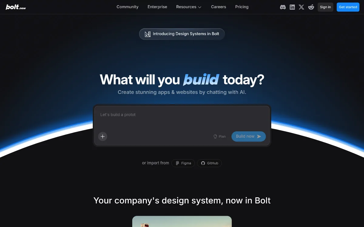 Bolt.new tool dashboard interface screenshot 1