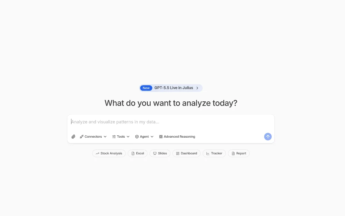 Julius AI tool dashboard interface screenshot 1
